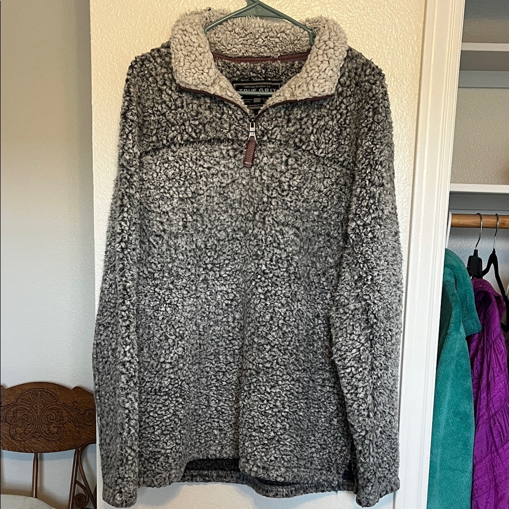True Grit Gray Sherpa Quarter-Zip Sweater